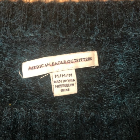 ✨5 for $25✨ American Eagle Green/Black/Gray Striped Sweater - Picture 3 of 8